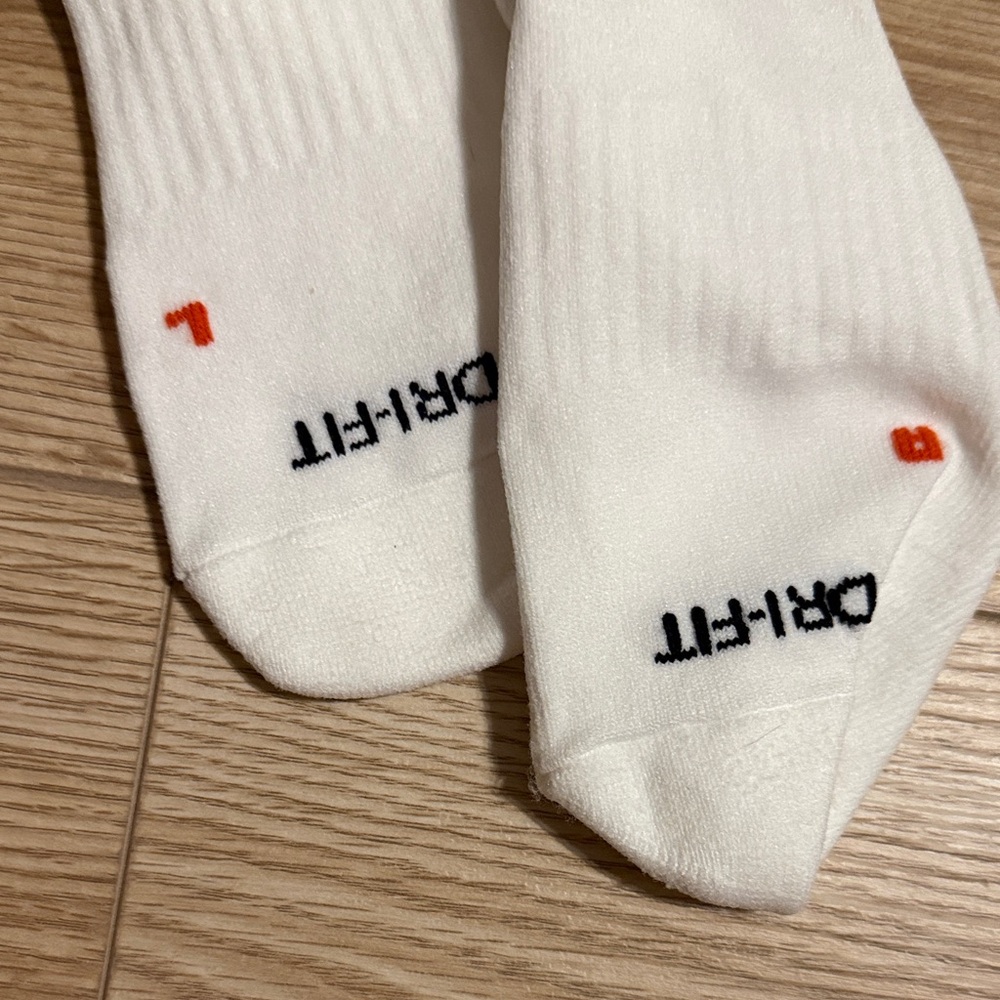 Nike White Crew Athletic Socks with Black Swoosh - Picture 2 of 5